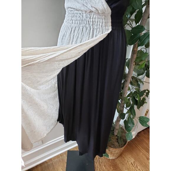 Anthropologie Maeve Black Noir Dress XS White Black Polyester Asymmetrical Hem - Picture 13 of 13